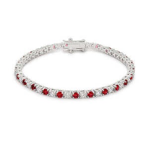 Goldtone Finish Victorian Cubic Zirconia Tennis 7 Inch Bracelet
